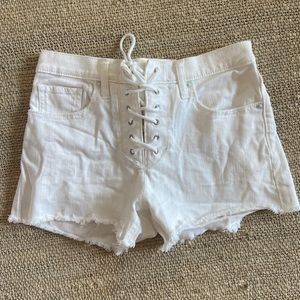 Express White Tie Up Jean Shorts